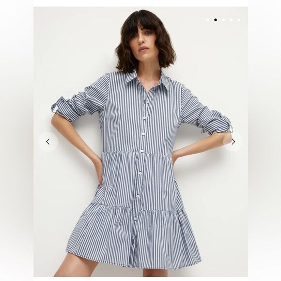 VERONICA BEARD JEMILA STRIPED SHIRTDRESS - Picture 2 of 4